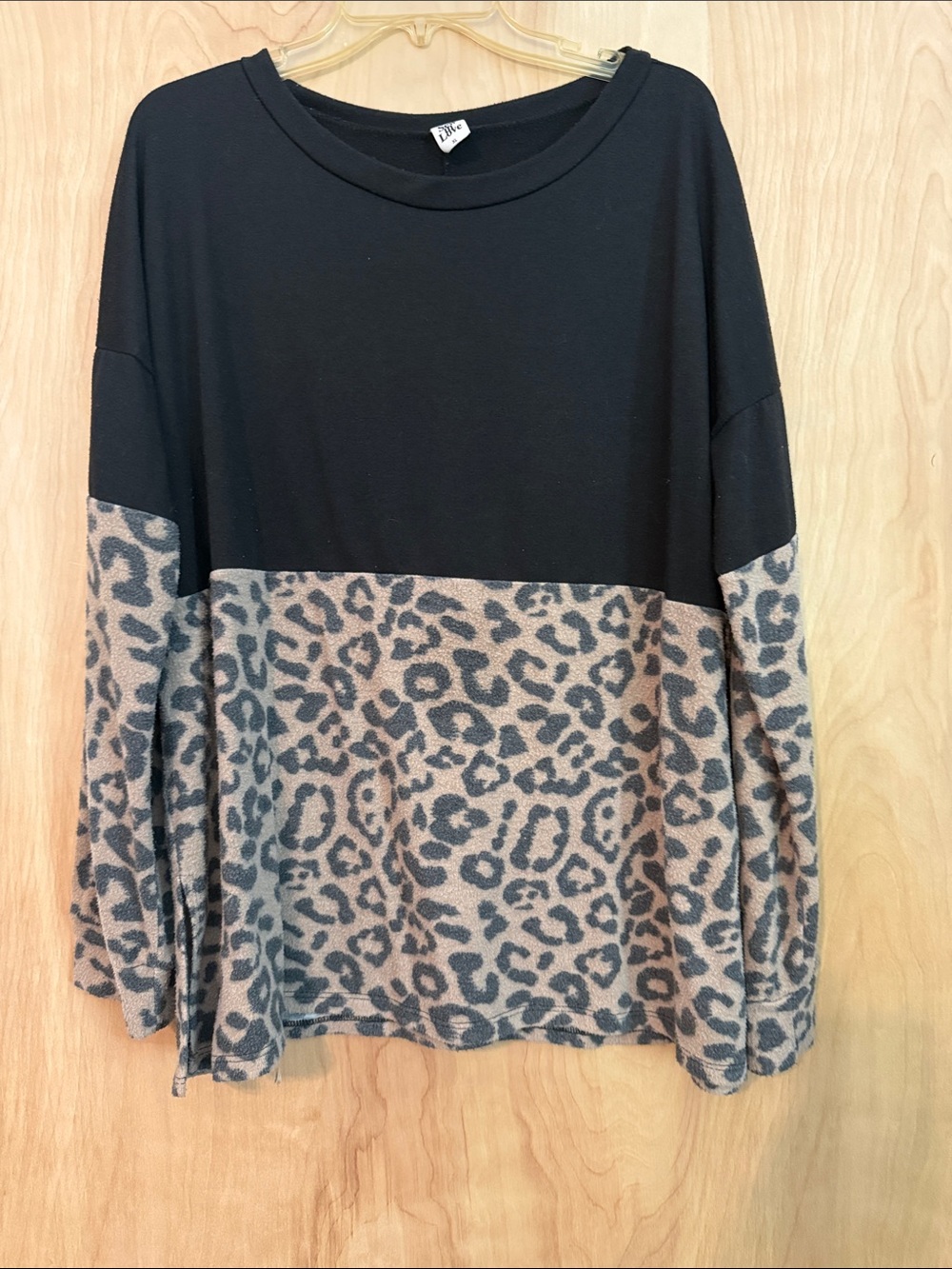 Sew In Love Black and Tan Leopard Colorblock Sweater